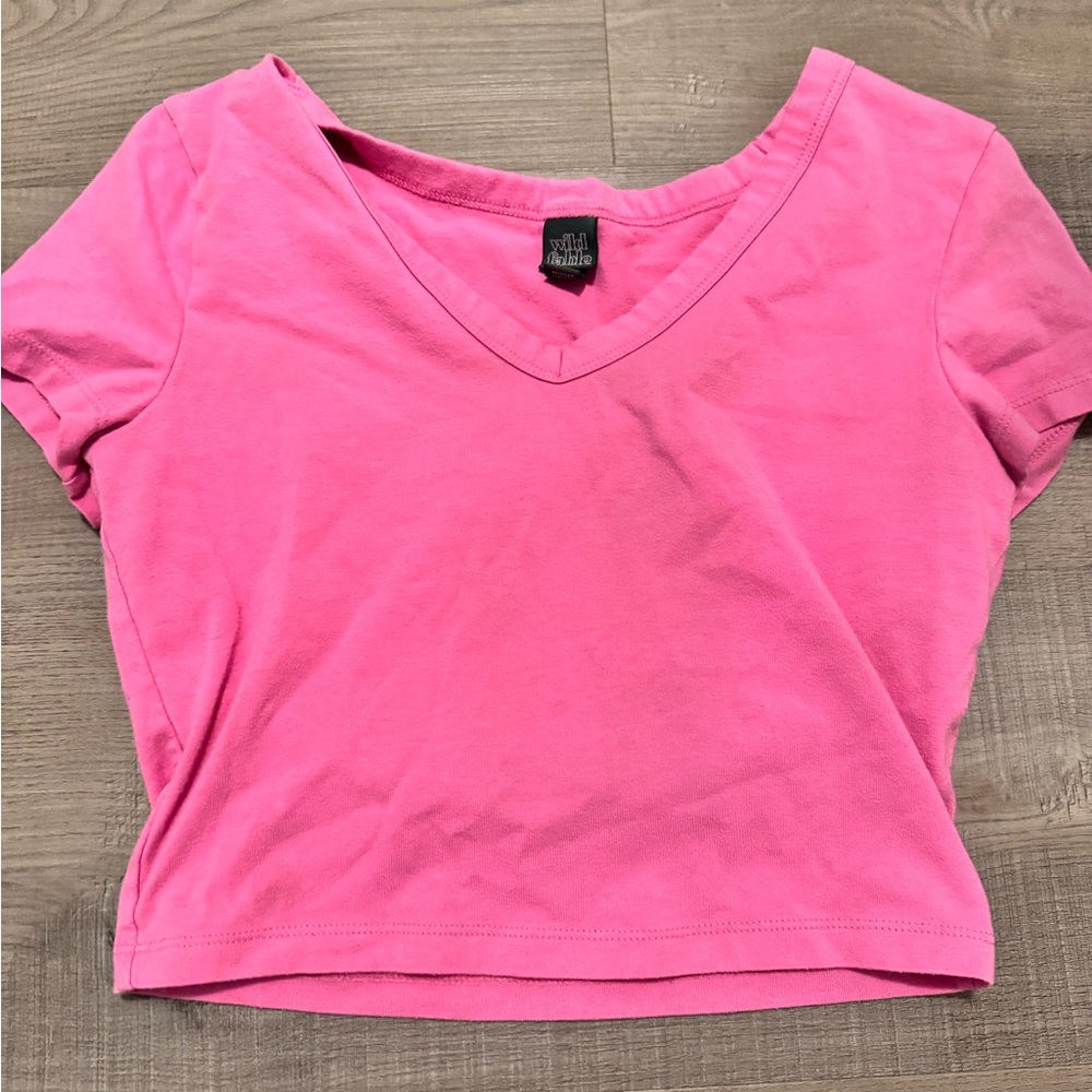 Wild Fable Pink V-Neck Crop Top